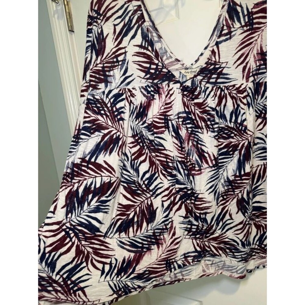 Lucky Brand leaf print floaty breathable Women's top 2X sleeveless